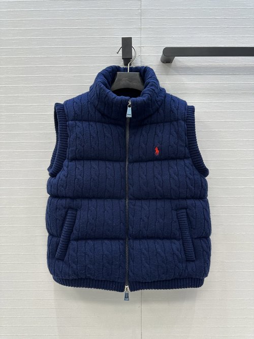 Polo Ralph Lauren Classic and Versatile Wool Knit Down Vest with Logo Embroidery