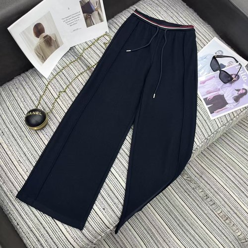 Miu Miu Miu New Letter-Printed Elastic-Waisted Straight-Leg Pants