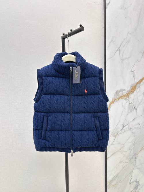 Polo Ralph Lauren Woolen Knit Down Vest with Logo Embroidery and Zipper