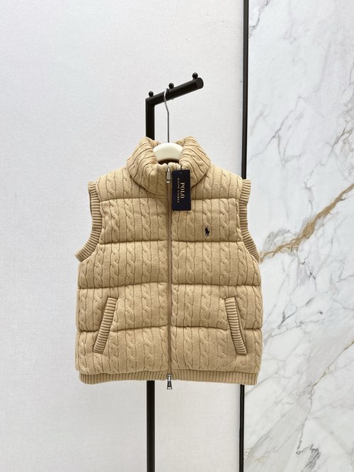 Polo Ralph Lauren Woolen Knit Down Vest with Embroidered Logo, Versatile and Stylish