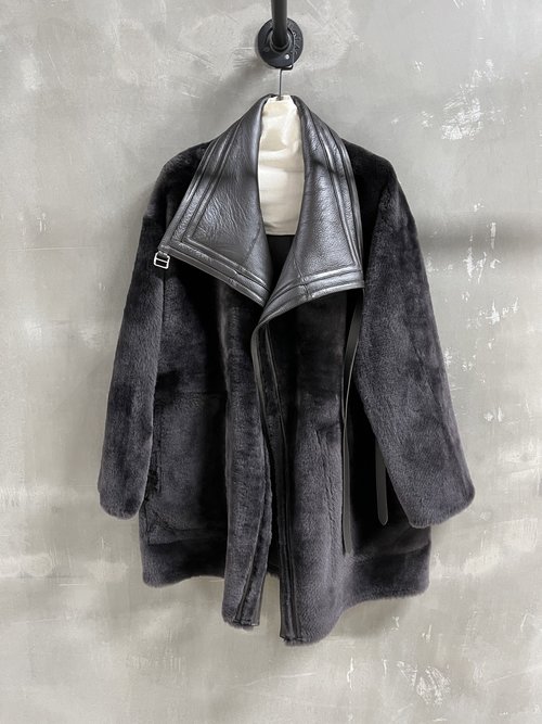 Hermes Loose and Slimming Fur - Trimmed Leather Jacket with Lagone Wool