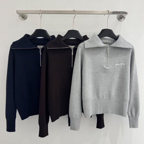 Miu Miu Simple Semi - Zippered Top with Switchable Collar