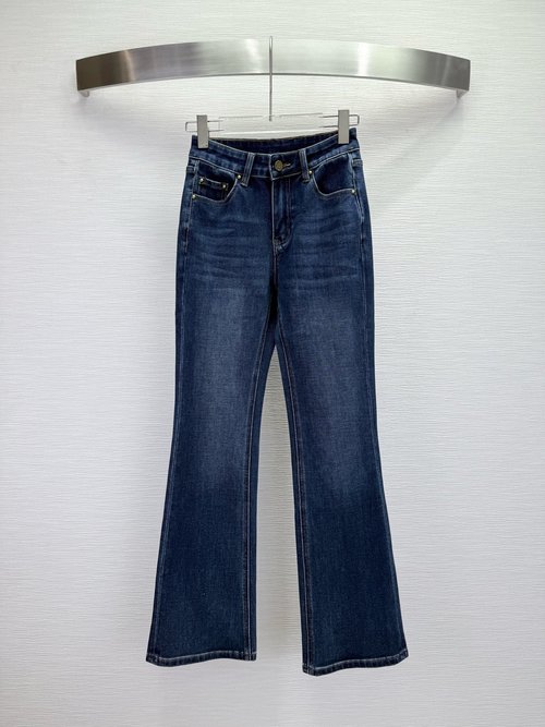 Louis Vuitton Versatile Flare Jeans with Pocket Embroidery and Stretch Material