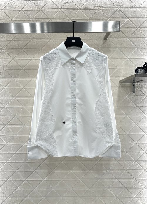 Dior Solid Color Lace Shirt: Custom Fabric, Versatile and Elegant