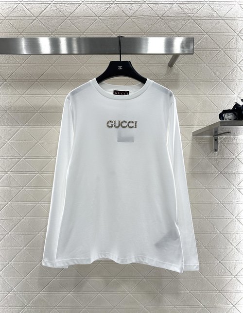 Gucci Water Drill Letter Long - Sleeve Top: Custom Fabric, Stylish and Comfortable