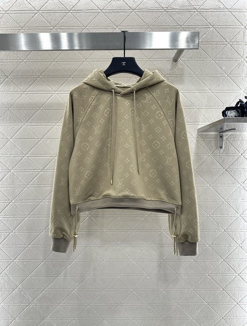 Louis Vuitton Jacquard Hooded Sweatshirt and Cuffed Pants Set with Logo Prints