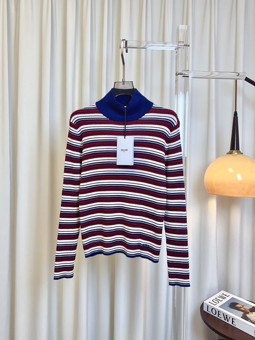 Celine Custom-woven Wool Turtleneck with Arch Logo, High Quality
