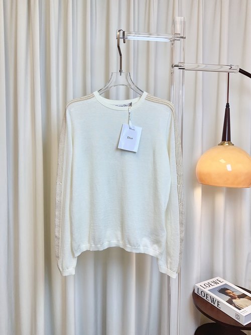 Dior Double-Side Gold Threaded Wool Top, High Quality