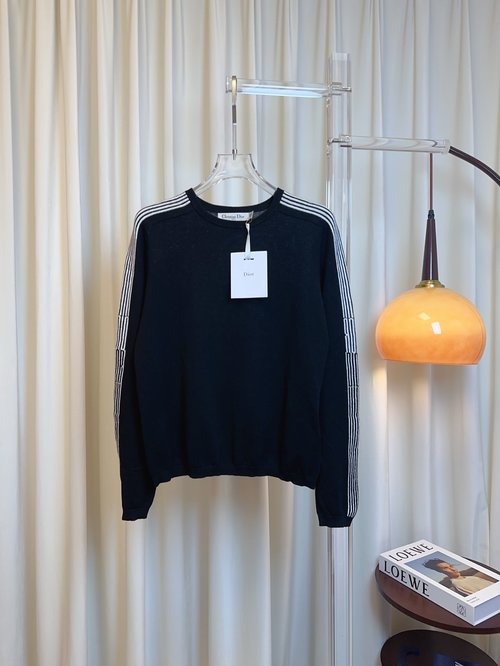 Dior Double-Side Striped Wool Top, Soft and Breathable