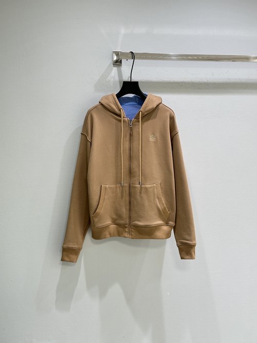 Loewe Contrast Hooded Zip Jacket with Vintage Logo