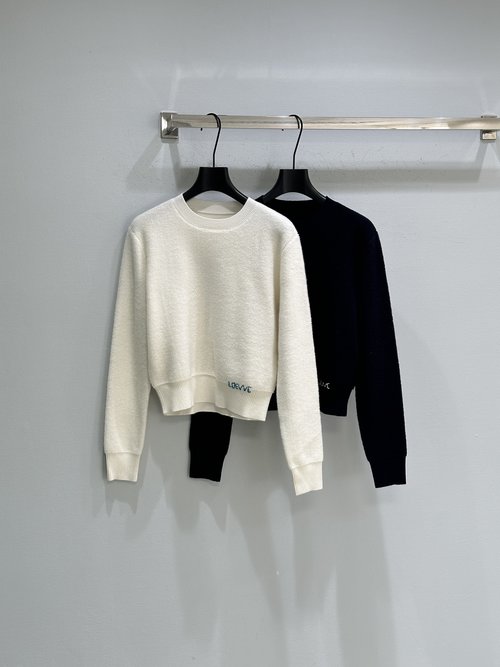 Loewe Knitted Wool Sweater with Contrast Stitching and Slim Fit