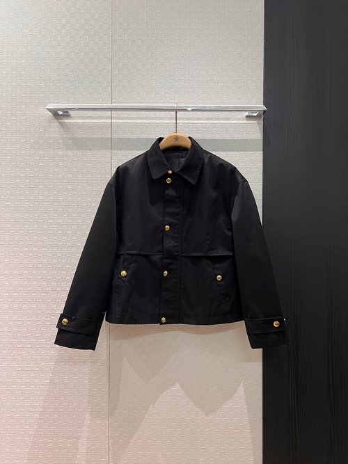 Celine Barn Windbreaker with Welded Arch Buckle and Corduroy Collar