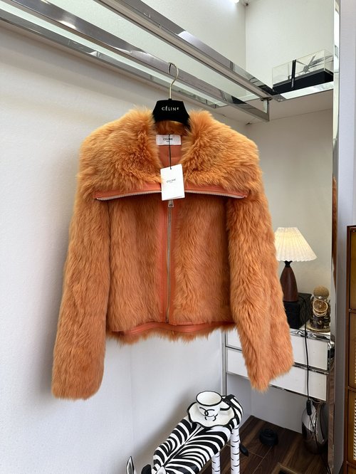 Celine Gorgeous Tuscan Sheepskin Fur Coat with an Elegant Look