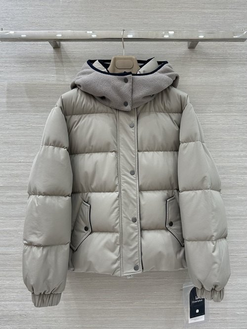 Brunello Cucinelli Exclusive Release: High-Quality Knitted Hooded Short Down Jacket