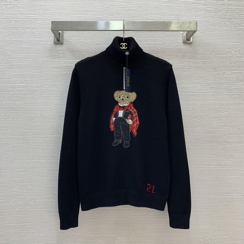 Polo Ralph Lauren Red Checked Cape-Style Sweater with Bear Logo