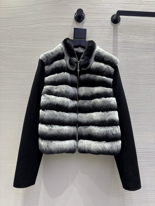 Loro Piana Fur Coat with Imported Rabbit Fur and Knitted Wool