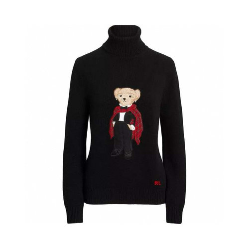 Polo Ralph Lauren Red Checked Cape-Style Sweater with Bear Logo