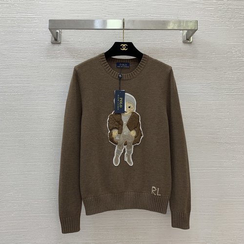 Polo Ralph Lauren Newly Launched: Silver Yarn Knit Top with 3D Bear Emblem