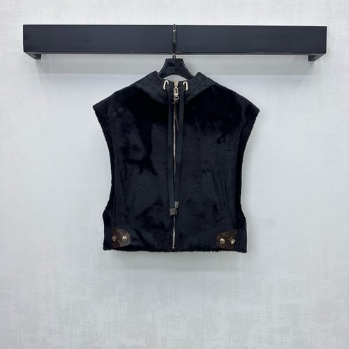 Louis Vuitton Four-Leaf Clover Logo Fur Hooded Vest