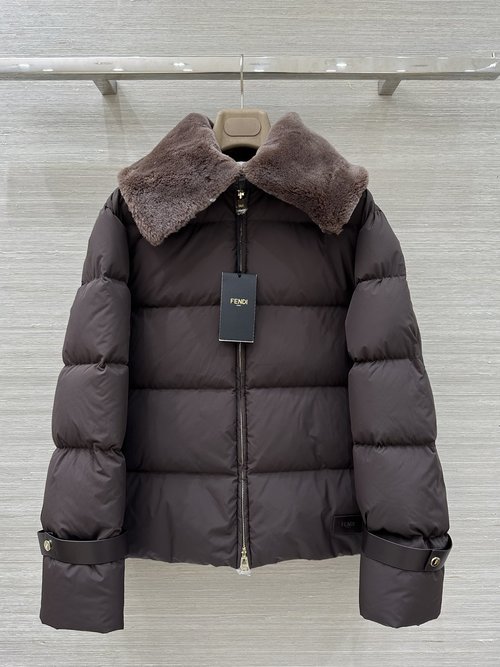 Fendi Exclusive Launch: Faux Fur Collar Down Jacket with Unique Leather Cuffs