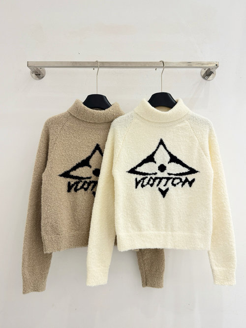 Louis Vuitton Basic High - Collar Top with Brand - Logo Black Embroidery