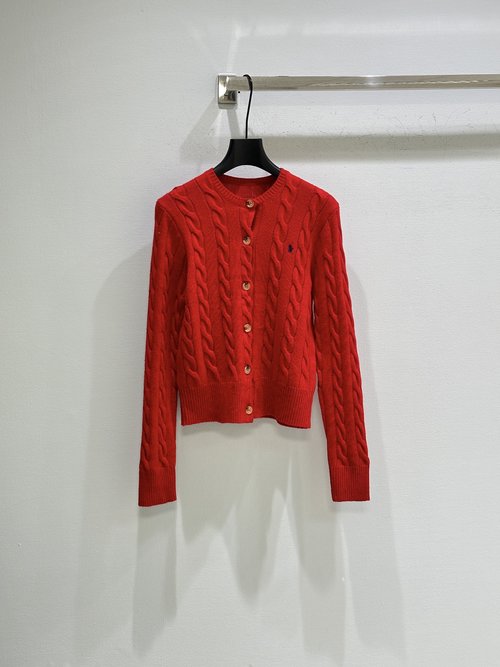 Yves Saint Laurent Classic Cable-Knit Cardigan with Horse Logo Accent