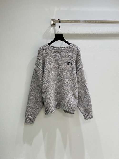Alexander Wang Relaxed-Fit Round Neck Sweater with Letter Embroidery, Suitable for Casual Occasions