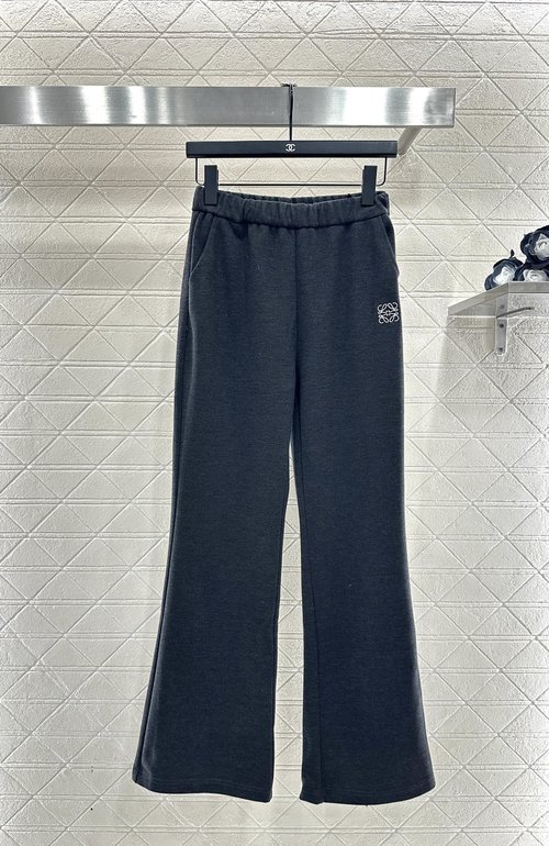 Loewe Custom Imported Wool Blend Micro Flare Drawstring Trousers, Subtle Colors