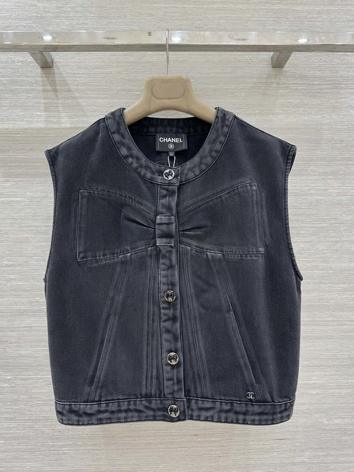 Chanel Bowknot Series Denim Vest with Custom Design