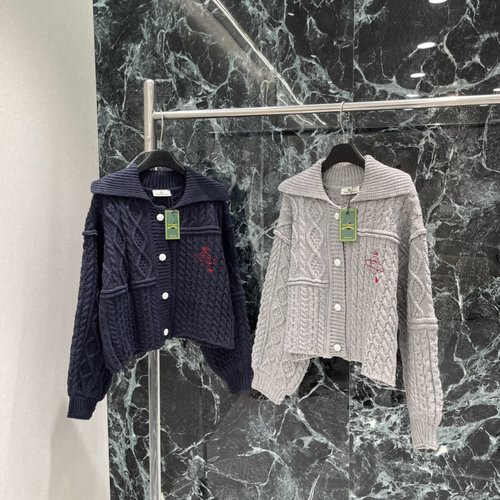 Vivienne Westhood Large Lapel Knitted Cardigan with Brand Embroidery, Soft and Cozy