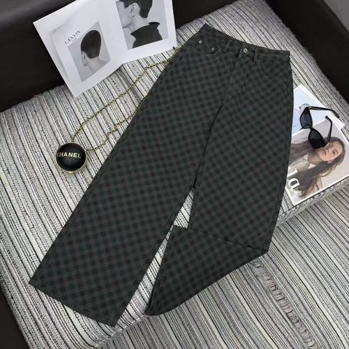 Miu Miu Recommended New Colorful Checked Straight-Leg Jeans with Embroidery