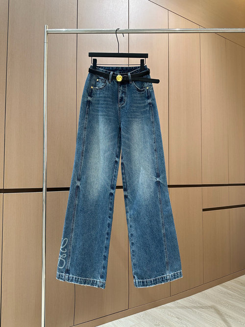Loewe Designer s Signature Jeans with Printed Cuffs and Gradient Wash