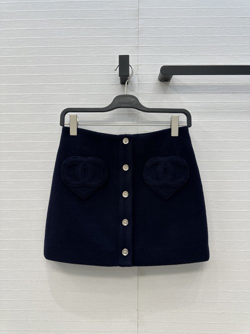 Chanel Heart Double C Pocket Wool Skirt
