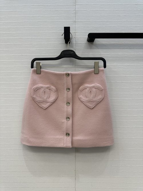 Chanel Heart Double C Pocket Wool Skirt