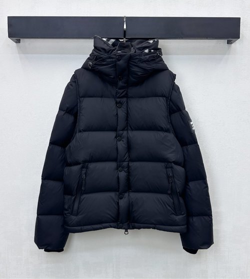 Burberry Detachable Hooded Down Jacket with Arm Logo
