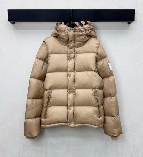 Burberry Detachable Hooded Down Jacket with Arm Logo