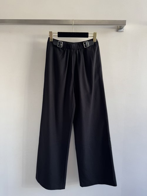 Loro Piana Western-Style Pants with Fold Leather Buckle and High-Class Logo