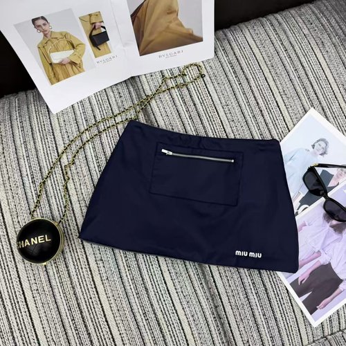 Miu Miu Logo-Zippered Satin Mini Skirt with Practical Style