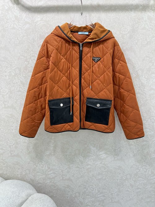 Hermes Hooded Rhombus Quilted Cozy Coat with Stylish Details