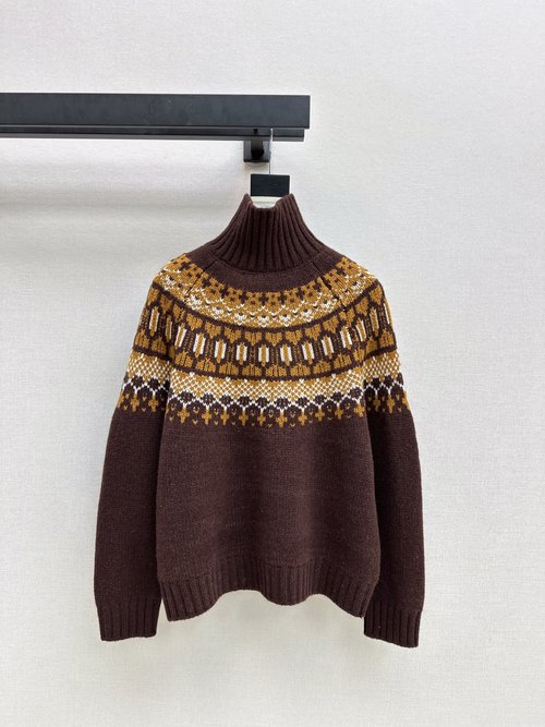 Loro Piana Fair Isle High-Neck Sweater, Cozy and Stylish for Nordic Getaways
