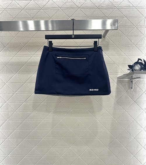 Miu Miu Nylon Workwear Zippered Skirt with Unique Design
