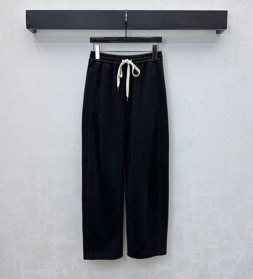 Brunello Cucinelli Drawstring Waist Imported Wool Straight-Leg Pants