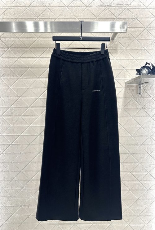 Alexander Wang Customized Wool Blend Drawstring Wide-Leg Pants with Stylish Logo