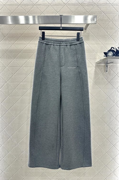 Alexander Wang Fleece Lined Drawstring Wide-Leg Pants with Brand Logo