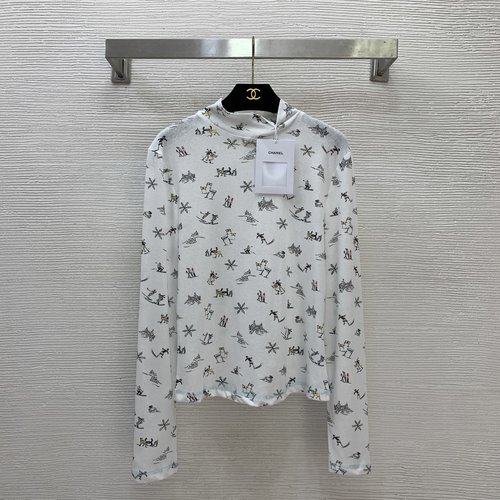Chanel Custom Slim High-neck Long Sleeve Base Layer with Ski Pattern