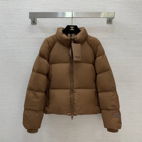 Burberry Bespoke Checked Collar Down Jacket with Silicone Branding