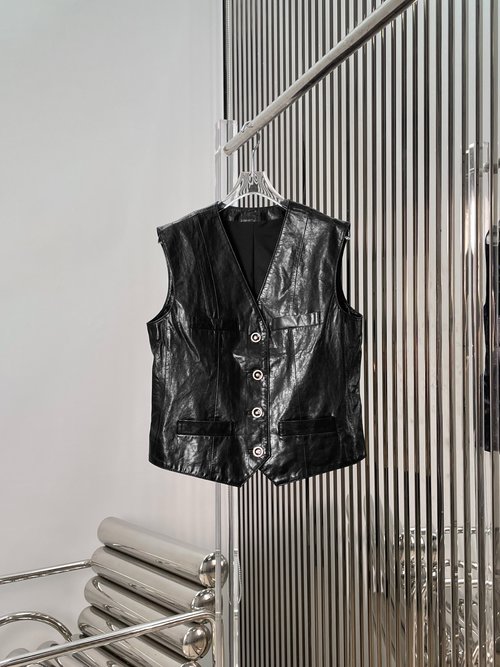 Chanel Waxed Leather Sample Tweed Vest