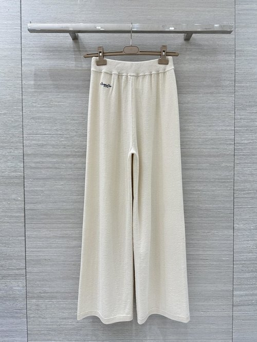 Dior Early Spring Limited Series Letter Embroidered Cashmere Wide-Leg Pants