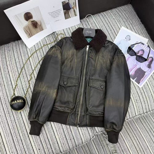 Hermes Luxury Lambskin Jacket with Fleece Collar