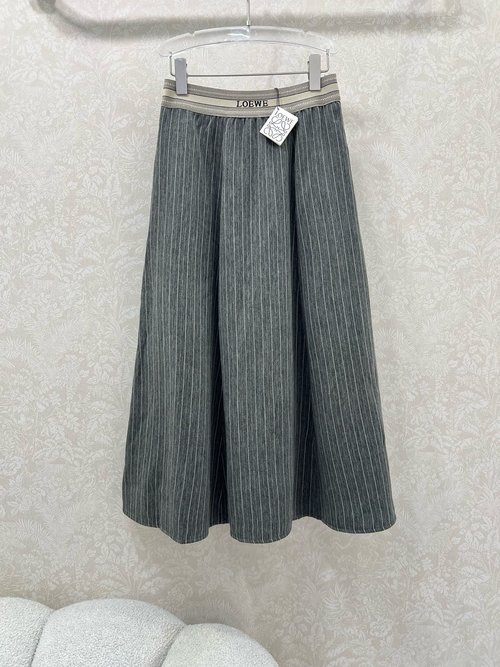 Loewe High-Waisted Stripe Knit Belted Skirt with Elegant Autumn Effect